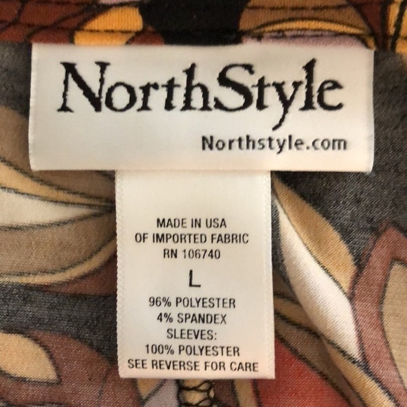 VINTAGE North Style  Scoop Neck Flounce Sleeves A line Jersey Knit Dress Size L - Picture 8 of 9